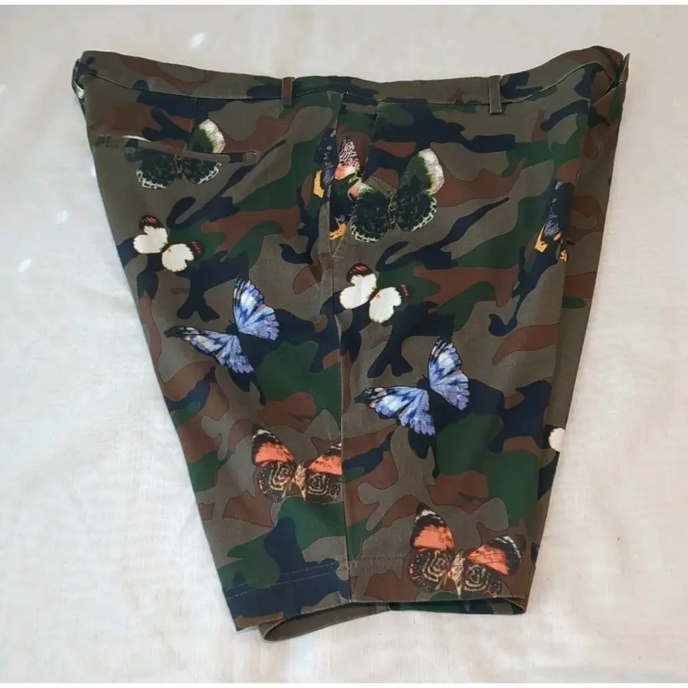 Paisley & Gray Mens 38 Slim Fit Casual Shorts Camo Butterfly Print Resortware